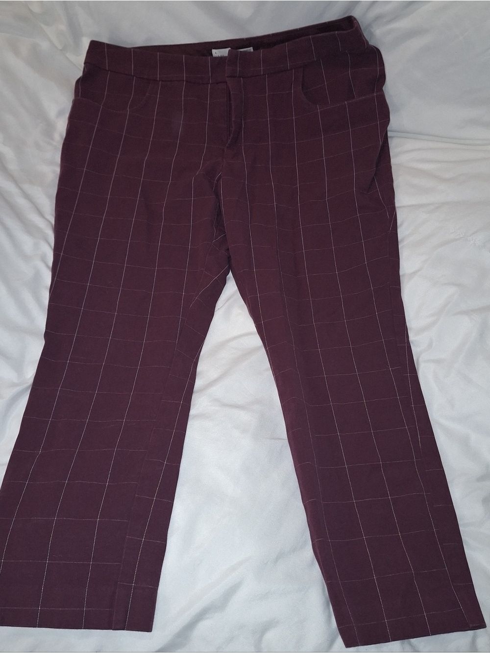 A New Day Burgundy Checkered Pants Size 16